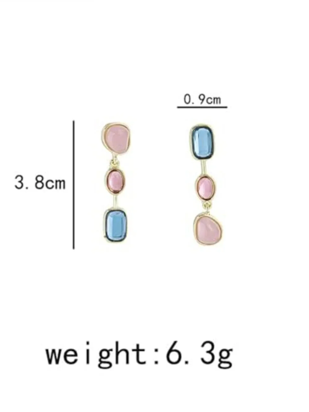 Asymmetrical Colorful Stone Earrings for Women Long Geometric Drop Earrings Chun